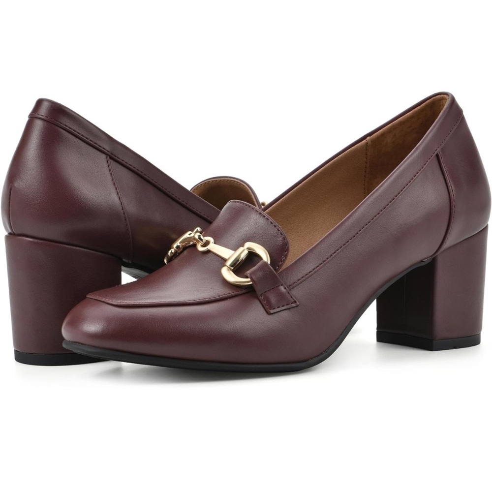 WHITE MOUNTAIN sz 8.5 brown gold horsebit Freehold Block Heel Loafer ($79)